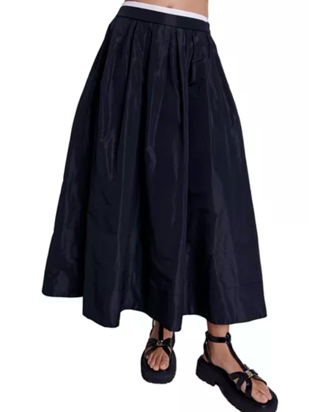 Maje Black Full A-Line Midi Skirt - Picture 3 of 5